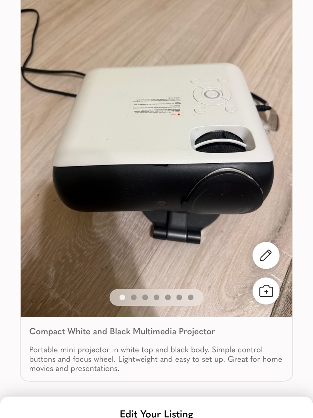 Compact White and Black Multimedia Projector